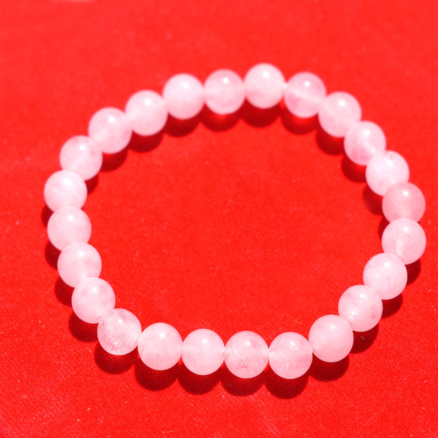 Upharkaro Light Pink Crystal Stone Bracelet for Men & Women | Healing Beaded Bracelet