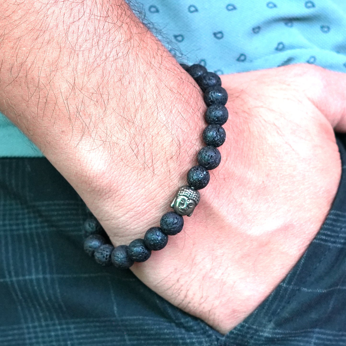 Upharkaro Natural Lava Stone Crystal Healing Bracelet for Men & Women | Premium Stretchable Beaded Spiritual Bracelet for Yoga, Meditation, Daily Wear & Fashion Styling