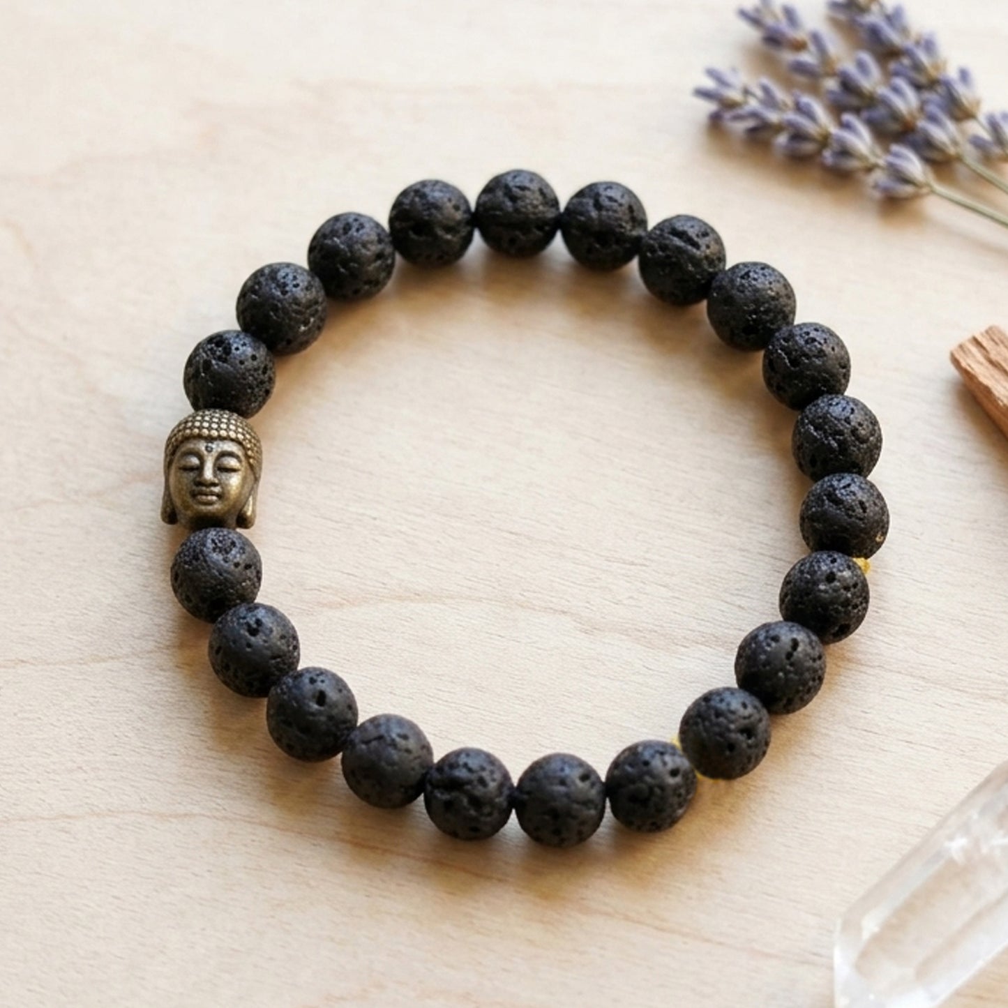 Upharkaro Natural Lava Stone Crystal Healing Bracelet for Men & Women | Premium Stretchable Beaded Spiritual Bracelet for Yoga, Meditation, Daily Wear & Fashion Styling