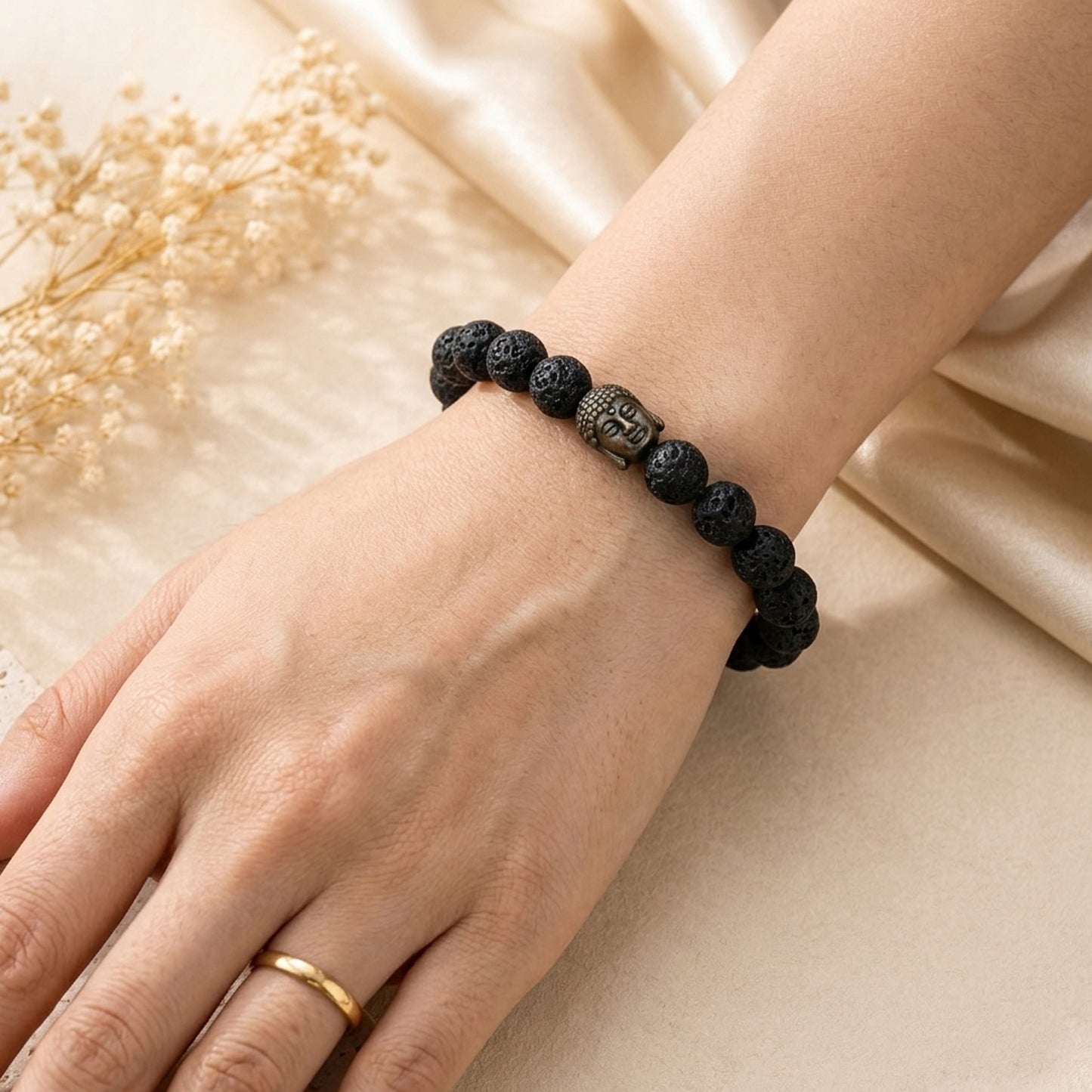 Upharkaro Natural Lava Stone Crystal Healing Bracelet for Men & Women | Premium Stretchable Beaded Spiritual Bracelet for Yoga, Meditation, Daily Wear & Fashion Styling