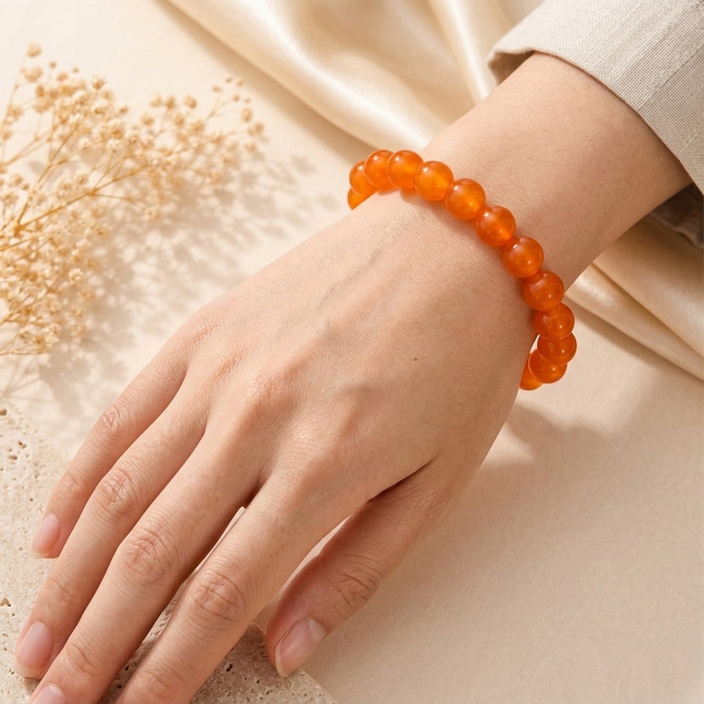 Upharkaro Yellow Crystal Stone Bracelet for Men & Women | Healing Beaded Bracelet