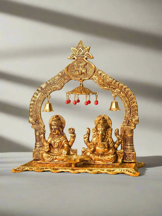 Brass Metal Laxmi Ganesh Statue (12 Inch) | Premium Hindu Religious Idol | Decorative Metal Figurine for Home, Office, Pooja Room | Spiritual Gift,36%off Upharkaro