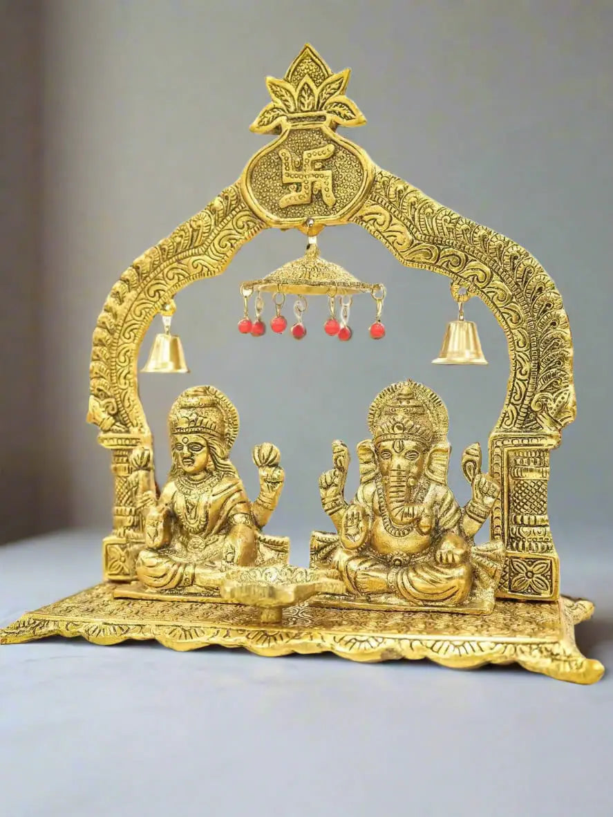 Brass Metal Laxmi Ganesh Statue (12 Inch) | Premium Hindu Religious Idol | Decorative Metal Figurine for Home, Office, Pooja Room | Spiritual Gift,36%off Upharkaro