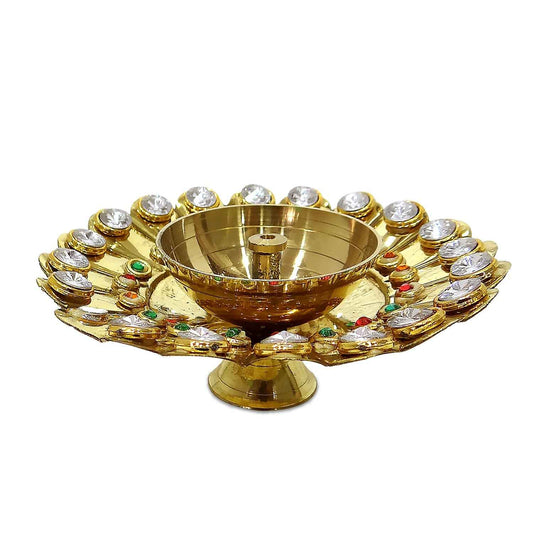 Swastik Golden Brass Puja Diya By Upharkaro