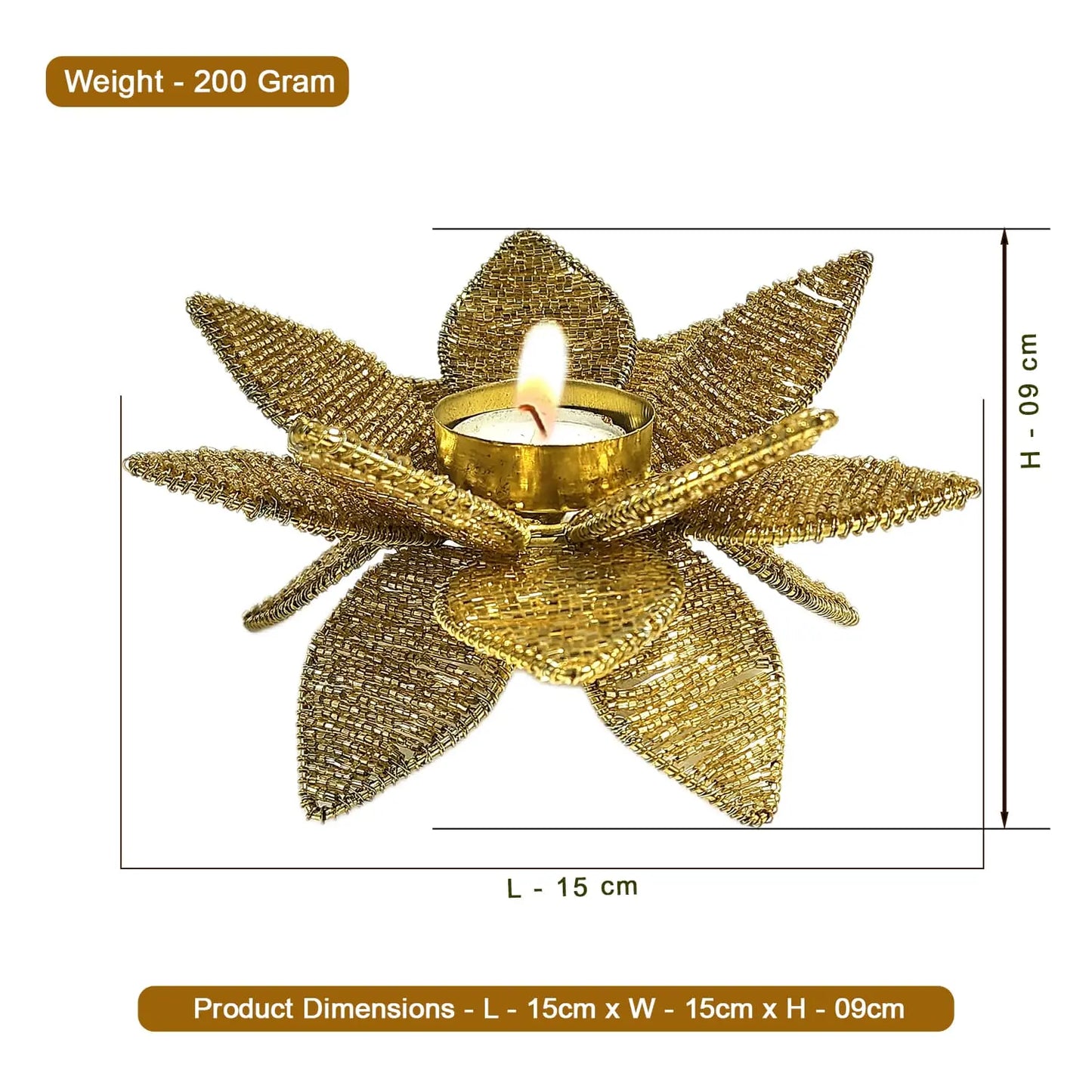 Buy Decorative Golden Lotus Shaped Tealight Holder for Home Decor, Diwali, Mandir, and Gifts – Upto 30% OFF | Best Price Online by Upharkaro-Upharkaro