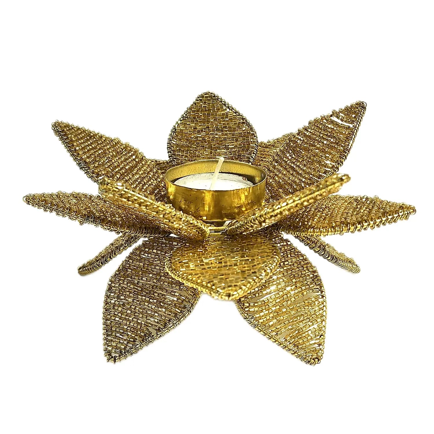 Buy Decorative Golden Lotus Shaped Tealight Holder for Home Decor, Diwali, Mandir, and Gifts – Upto 30% OFF | Best Price Online by Upharkaro-Upharkaro