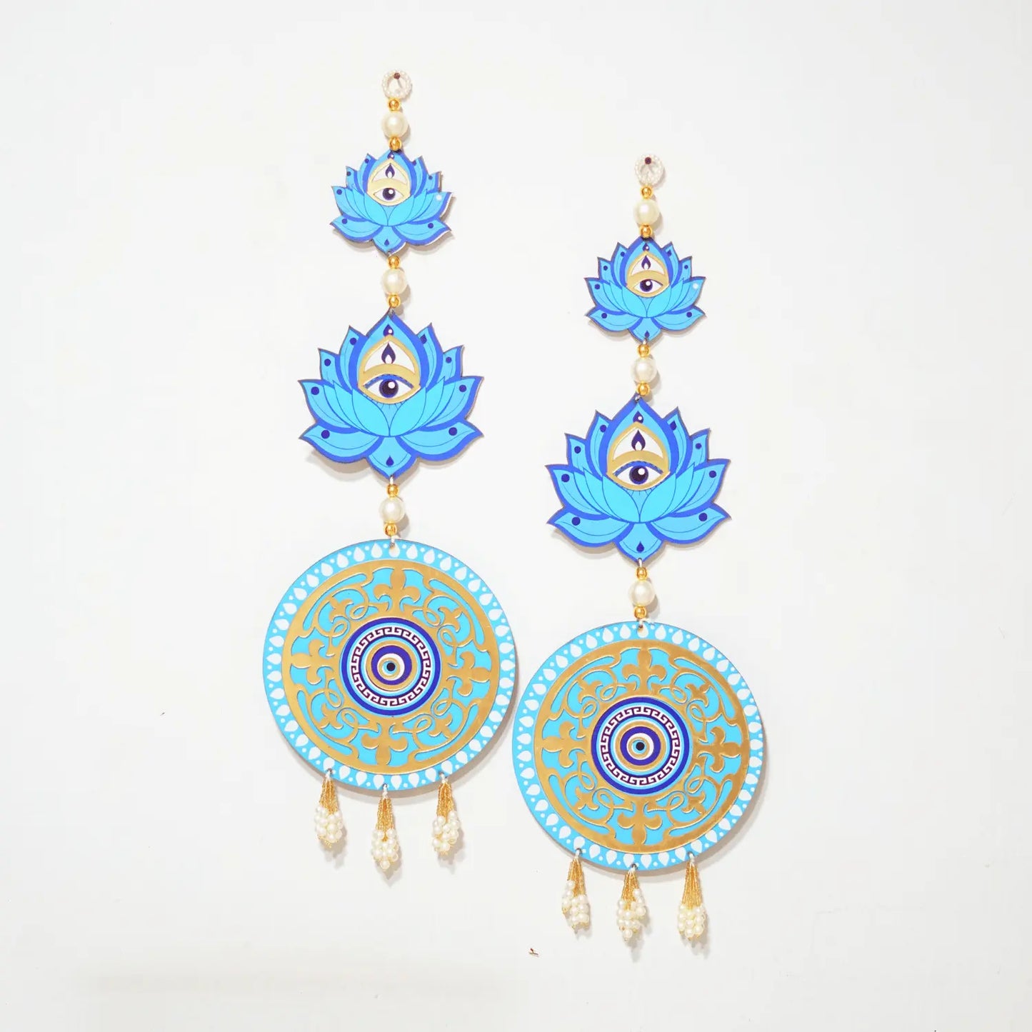 Handcrafted Evil Eye Lotus Door Hanging Latkan Festive Decor by Upharkaro
