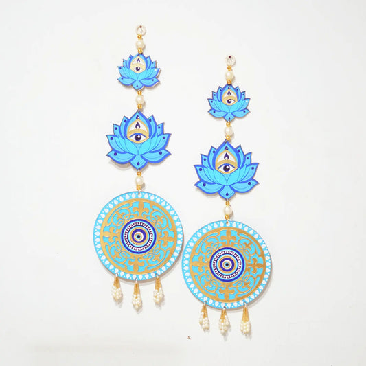 Handcrafted Evil Eye Lotus Door Hanging Latkan Festive Decor by Upharkaro