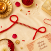 Elegant Minimalist Golden Beaded Rakhi for Brother – Handcrafted Thread
