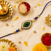 Premium Morpankh (Peacock Feather) Designer Rakhi with Pearls & Blue Beads for Brother/Bhai | Krishna Inspired Rakhi
