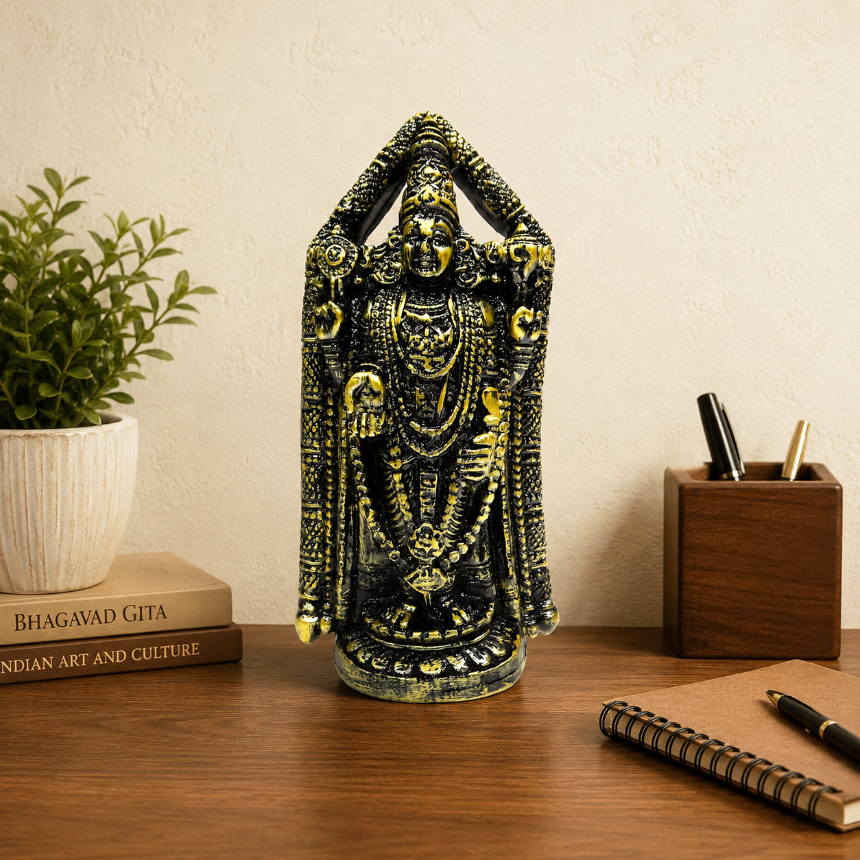 Upharkaro Lord Tirupati Balaji Idol (8 inch)– Exquisite Handcrafted Spiritual Idol for Home Decor and Pooja Room Resin Sculpture