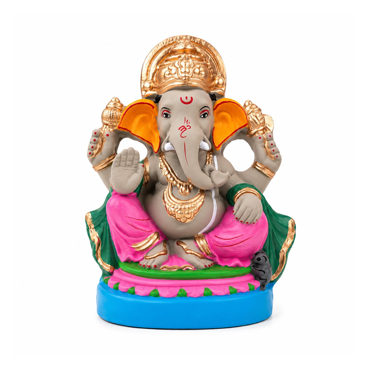 Handcrafted Clay Lord Ganesha Idol 8.5 Inch | Eco-Friendly Water-Soluble Ganesh Murti for Ganesh Chaturthi, Home Temple & Gift