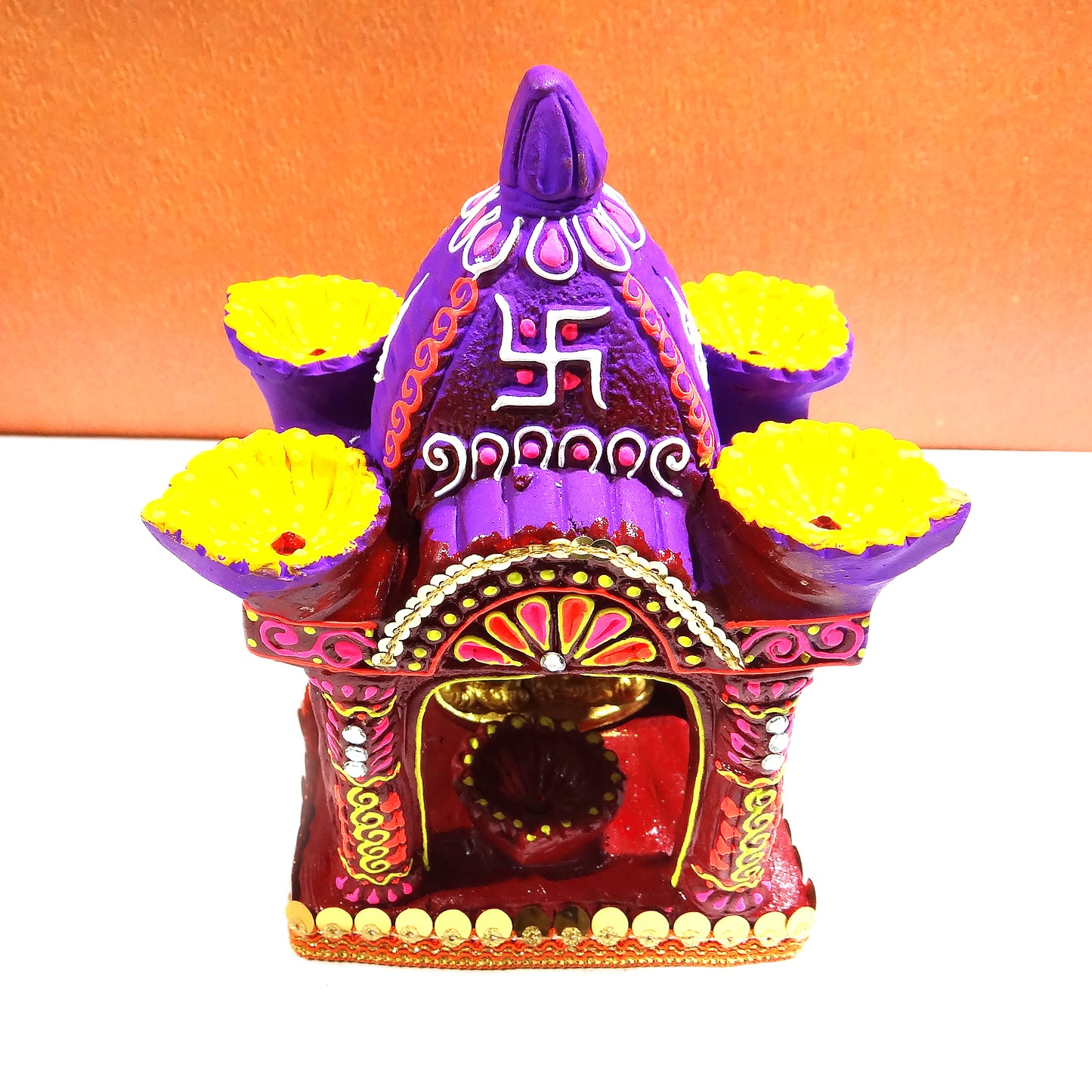 Handmade Clay Diwali Hatri with Laxmi Ganesh Idol & Diyas – By Upharkaro