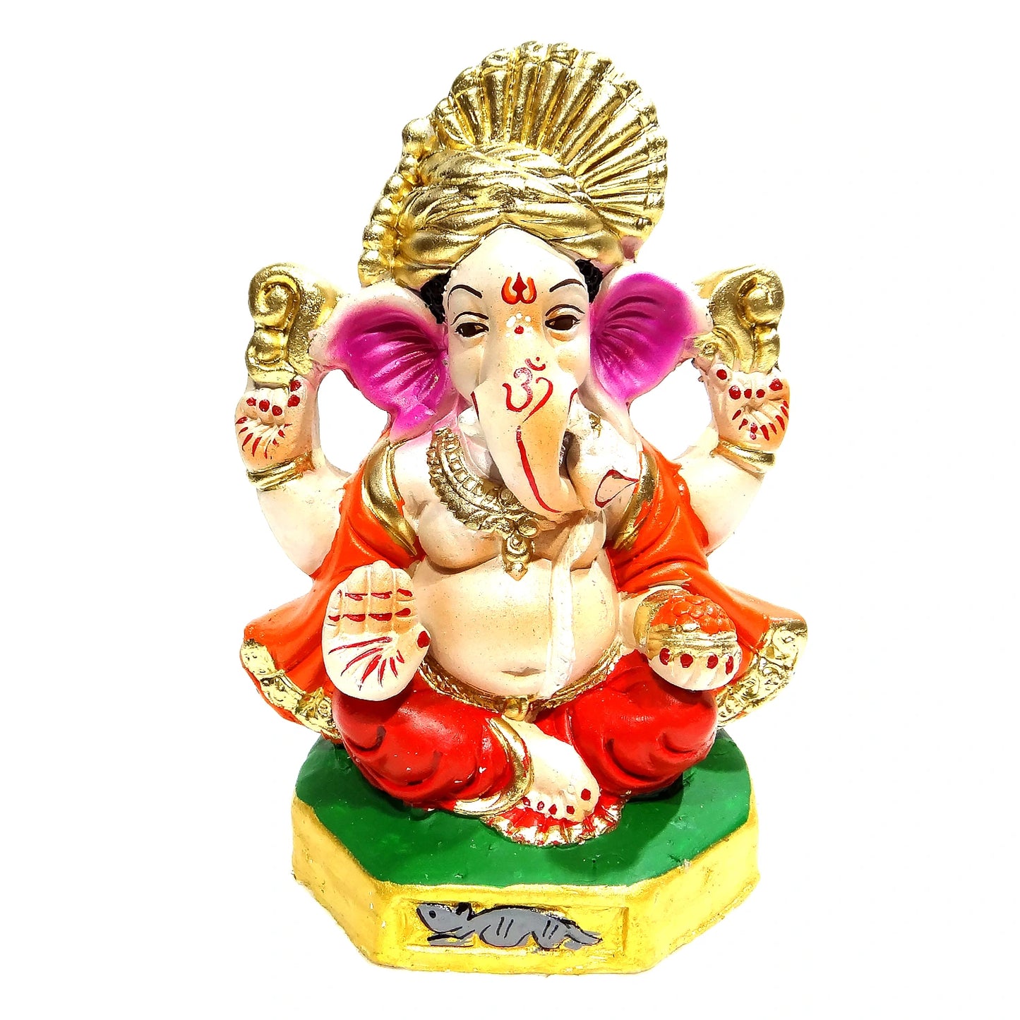 Colorful statue of a deity with a white background