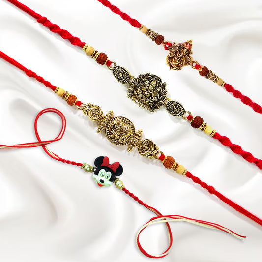 Premium Ganesh Rudraksha & Kids Rakhi Combo Set of 4 for Brothers | 69% Off | Upharkaro-Upharkaro