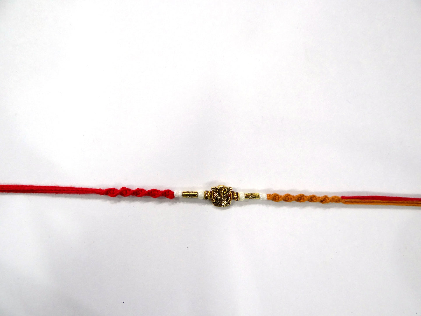 Divine Lord Ganesha Gold-Toned Rakhi for Brother with Beads