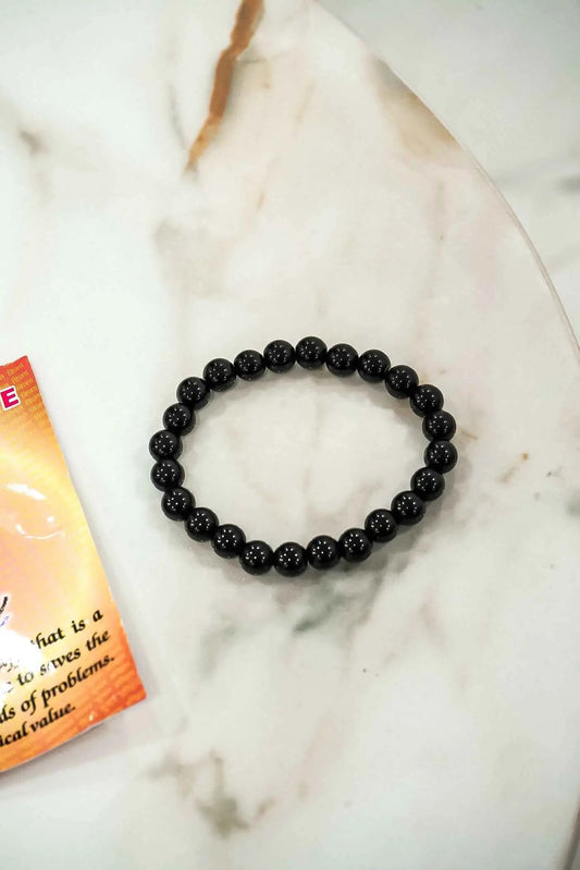 Dark Precious Stone Bracelet – Natural Black Crystal Healing Beads for Men & Women