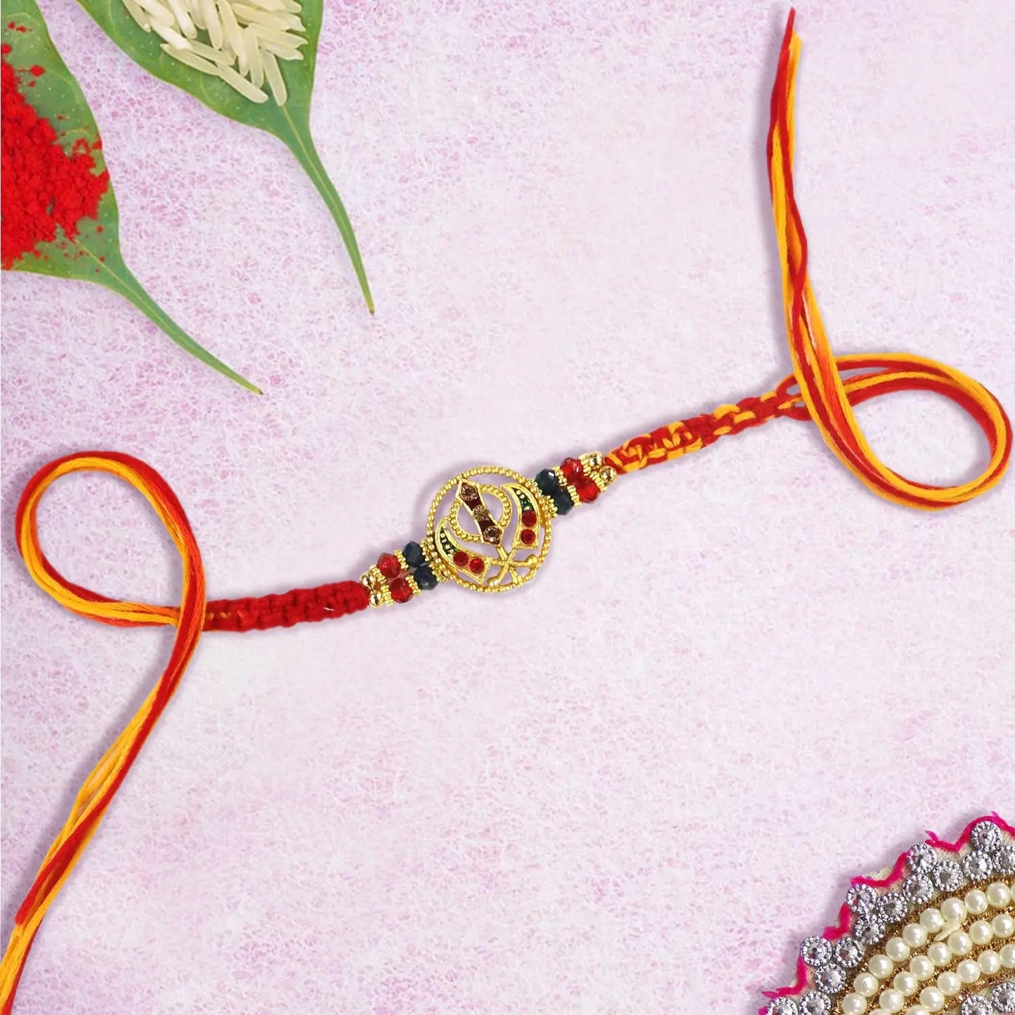 Designer Sikh Rakhi for Brother Featuring Khanda Symbol – By Upharkaro-Upharkaro