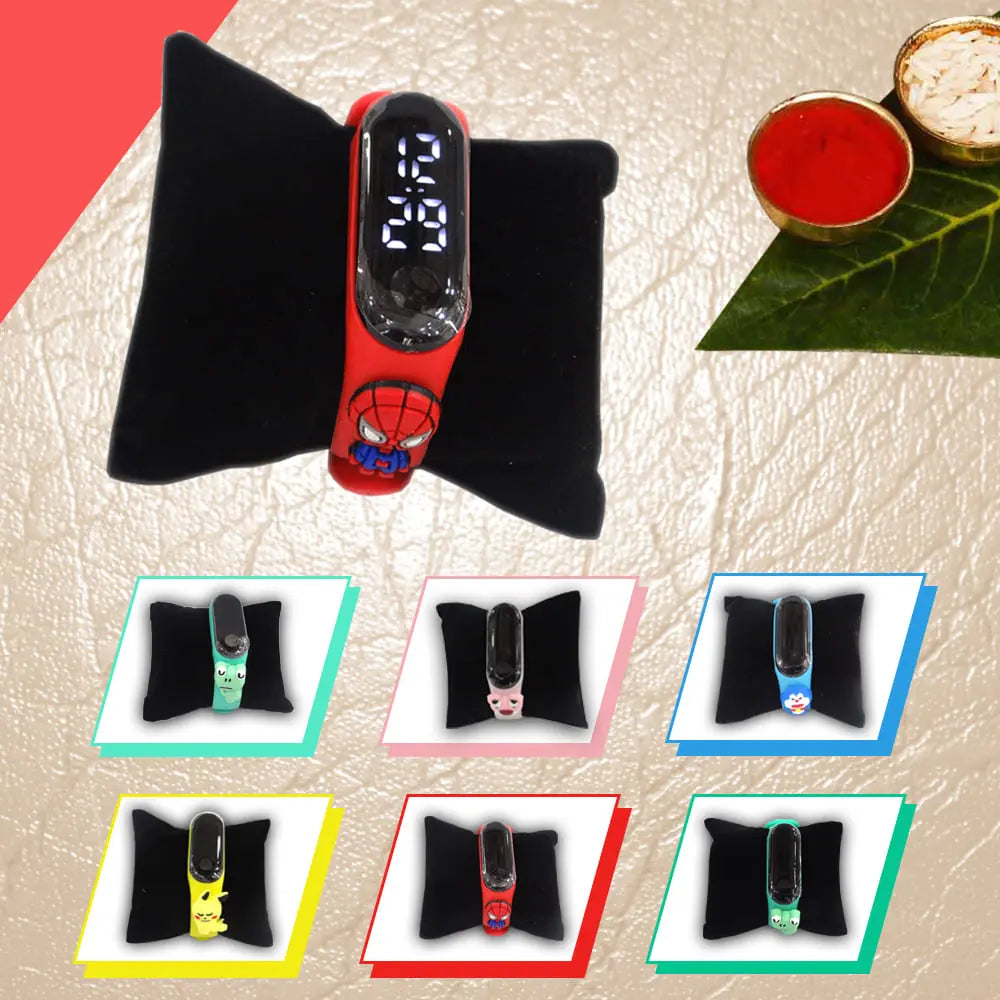 Digital Watch Rakhi for Kids – Cartoon Style Adjustable Rakhi by Upharkaro-Upharkaro