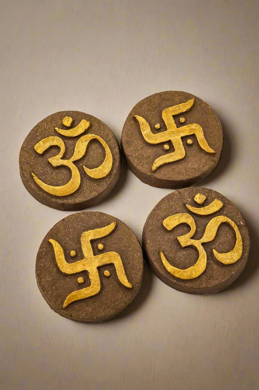 Eco-Friendly Cow Dung Om Swastik Religious Set
