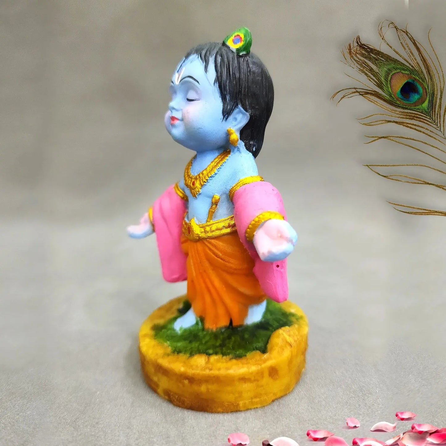 Elegant Bal Krishna Idol – Spiritual Murti for Pooja, Car Dashboard & Home Temple by Upharkaro-Upharkaro