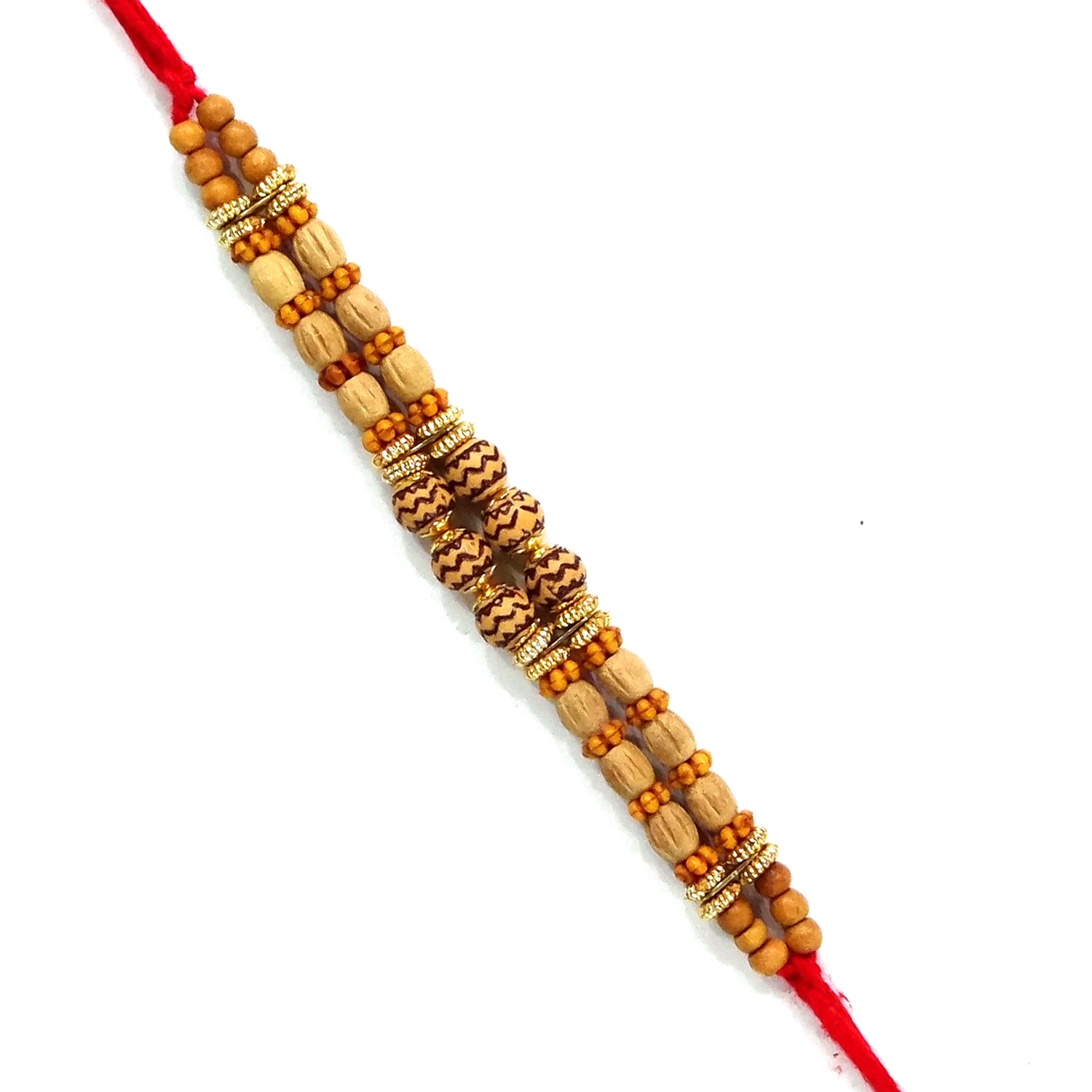 Luxurious Red Dora Bhaiya Rakhi with Golden Beads by Upharkaro-Upharkaro