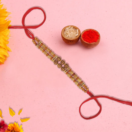 Elegant Bhaiya Rakhi is a type of rakhi designed specifically for brothers, emphasizing sophistication and elegance.
