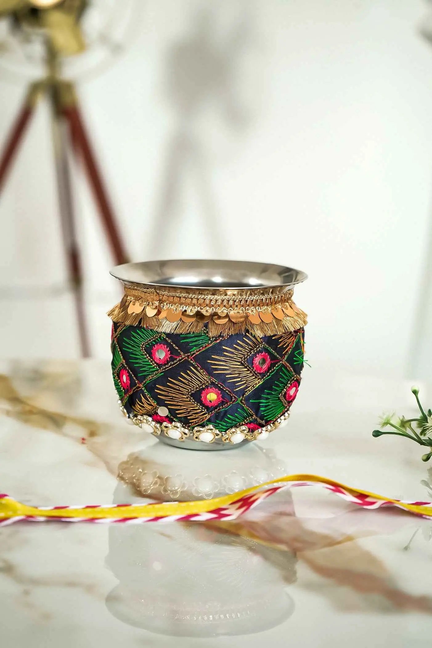 Embroidery Work Design Decorative Handicraft Pooja Lota-Upharkaro