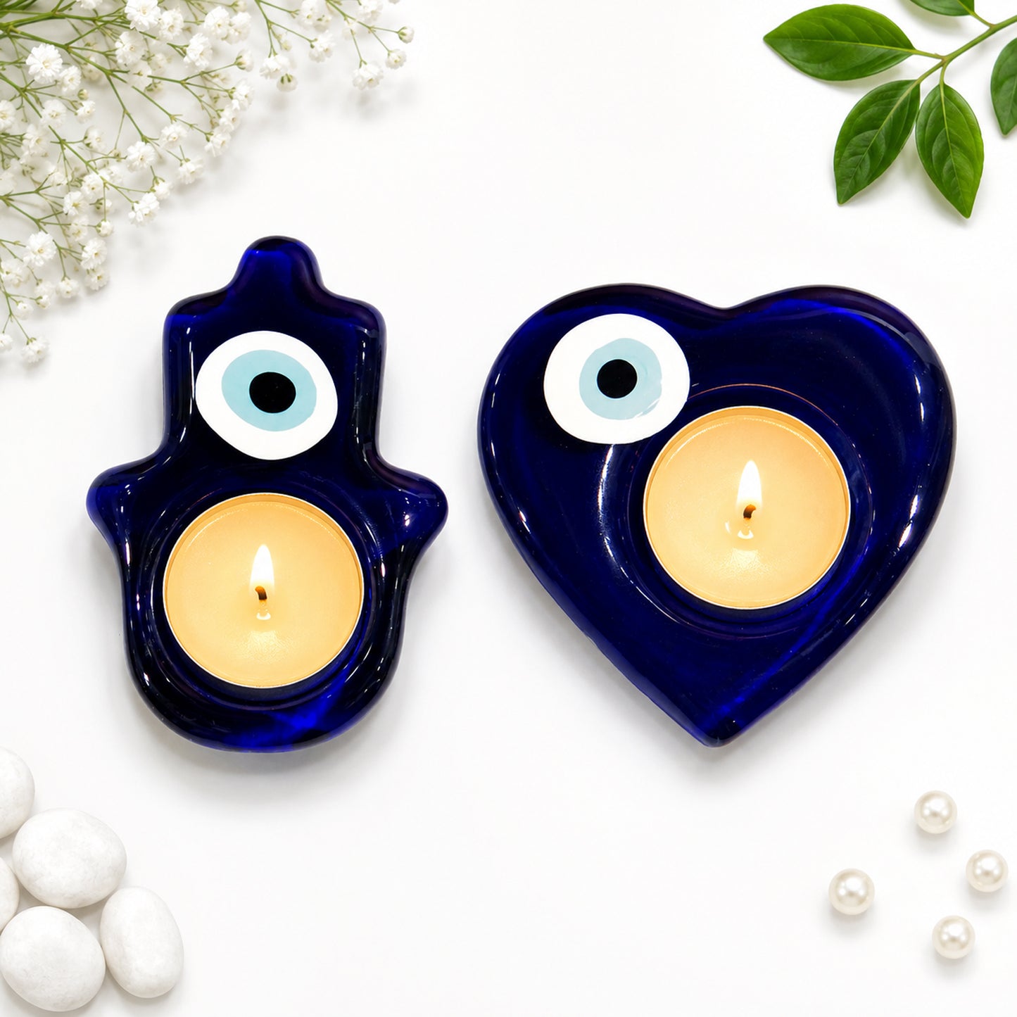 Spiritual Evil Eye Reiki T-Light Holder Set for Positive Energy & Festive Décor By Upharkaro