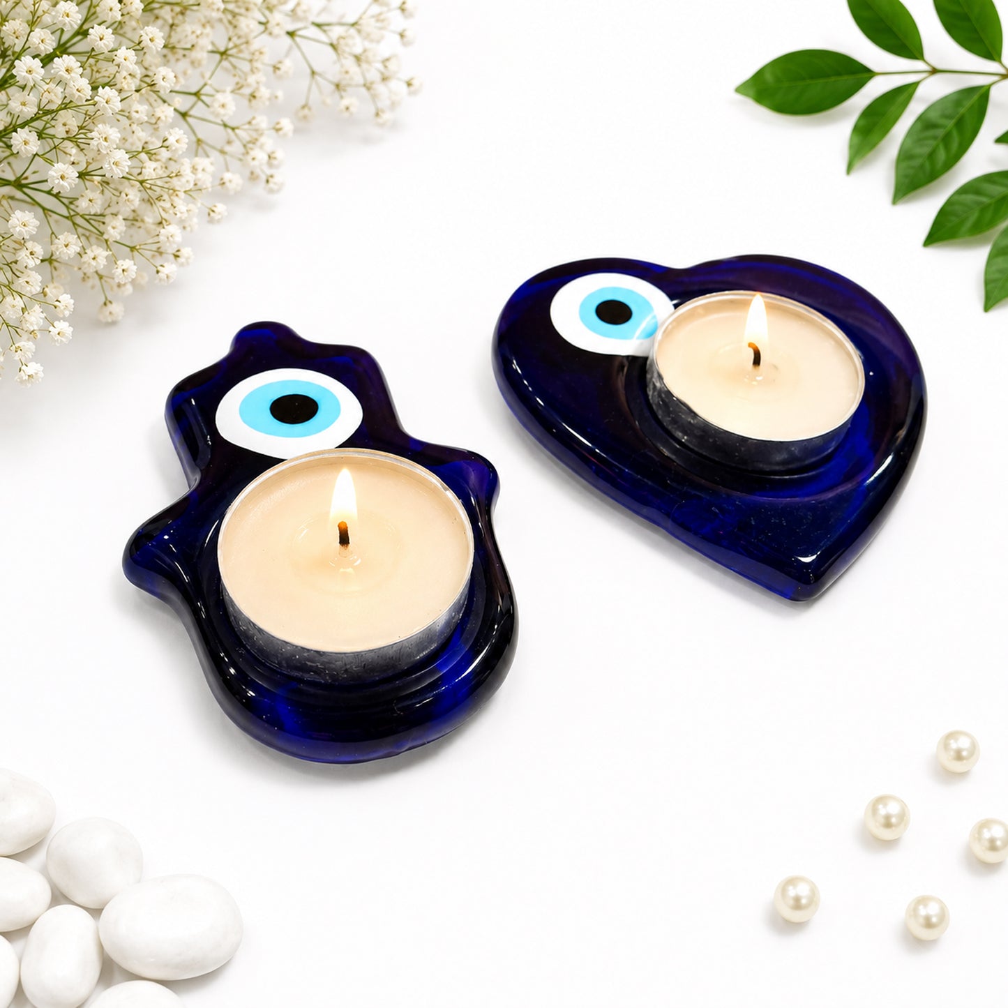 Spiritual Evil Eye Reiki T-Light Holder Set for Positive Energy & Festive Décor By Upharkaro