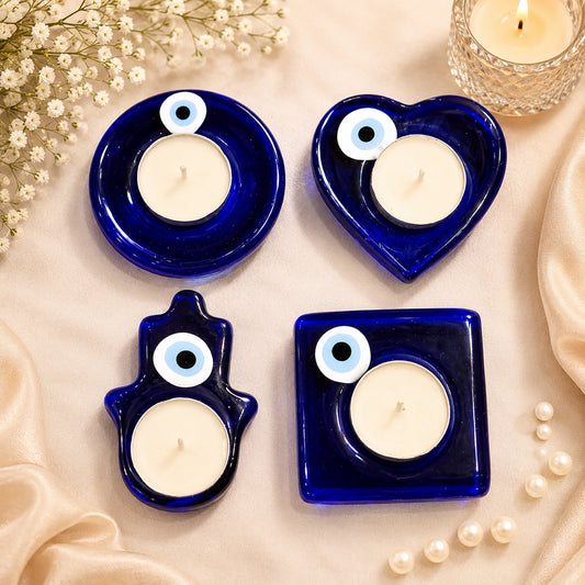 Reiki Evil Eye Crystal T-Light Candle Holder (Set of 4) By Upharkaro