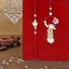 Exuberant Floral Pearl & Stone Bhaiya Bhabhi Rakhi Set by Upharkaro – Designer Rakhi Combo for Raksha Bandhan 2025