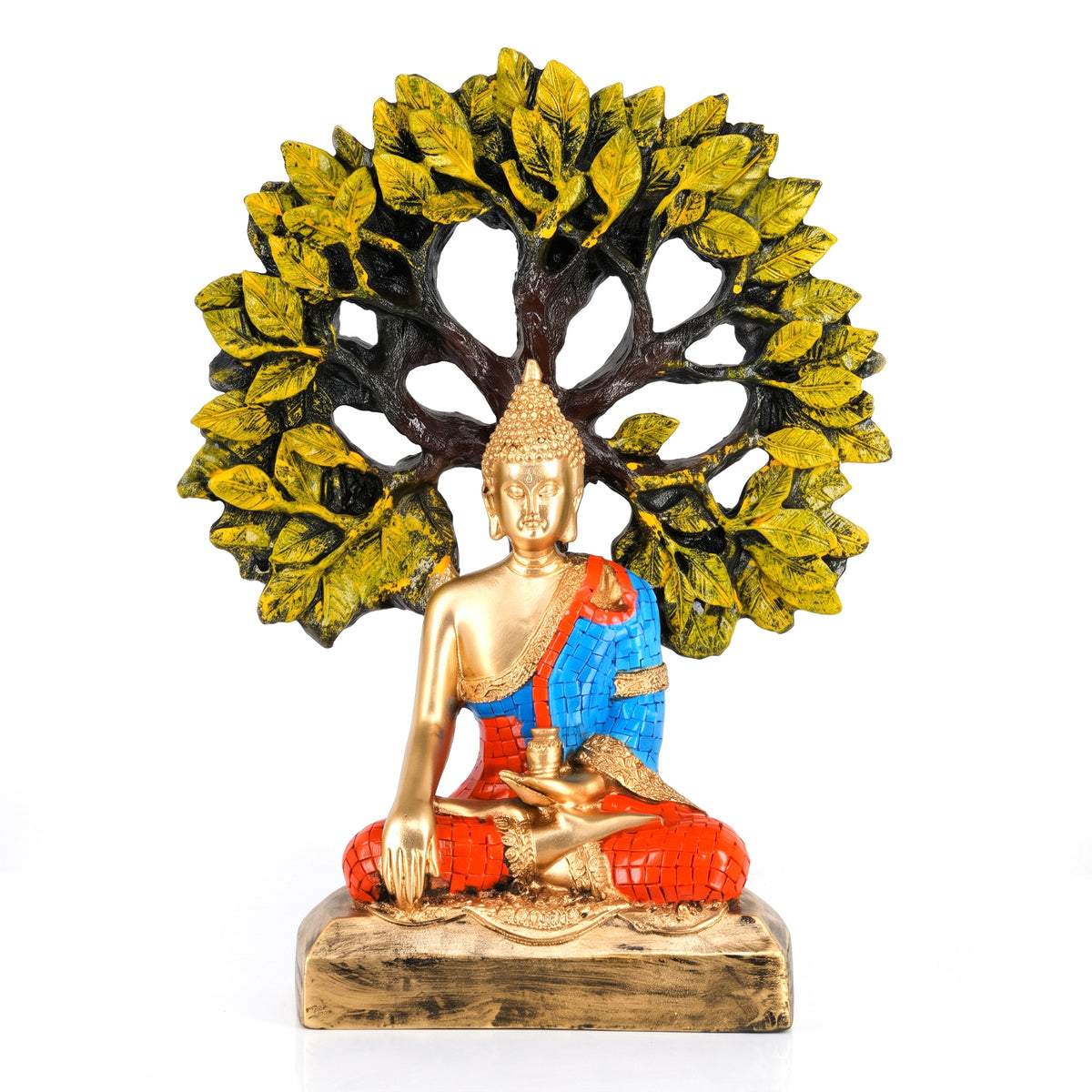 Decorative Resin Buddha Idol Meditating Under Sacred Tree | Peaceful Home & Office Decor Showpiece – 59% OFF
