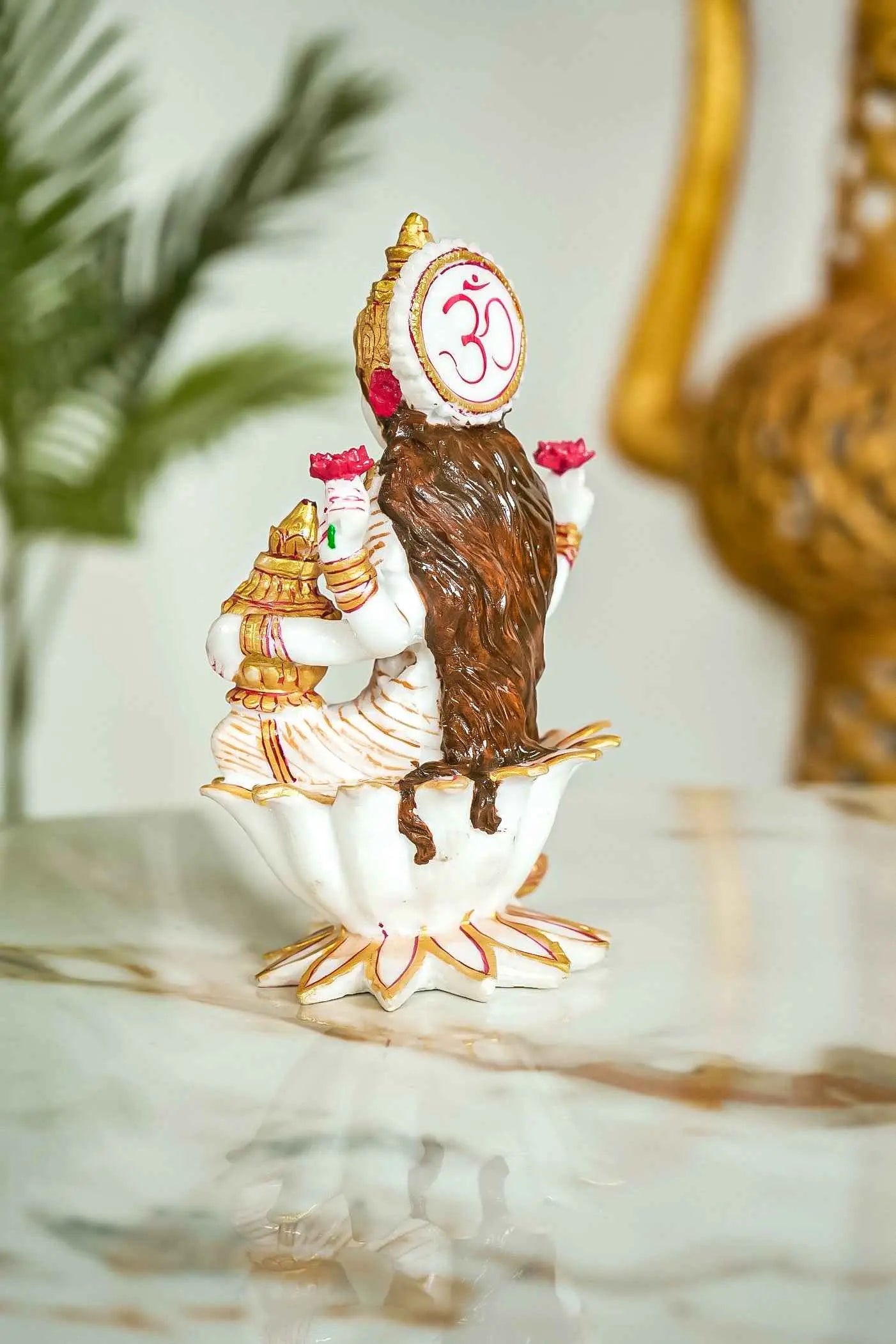 Goddess Laxmi Maa Statue Sitting On Lotus Fine Gold Painting-Upharkaro