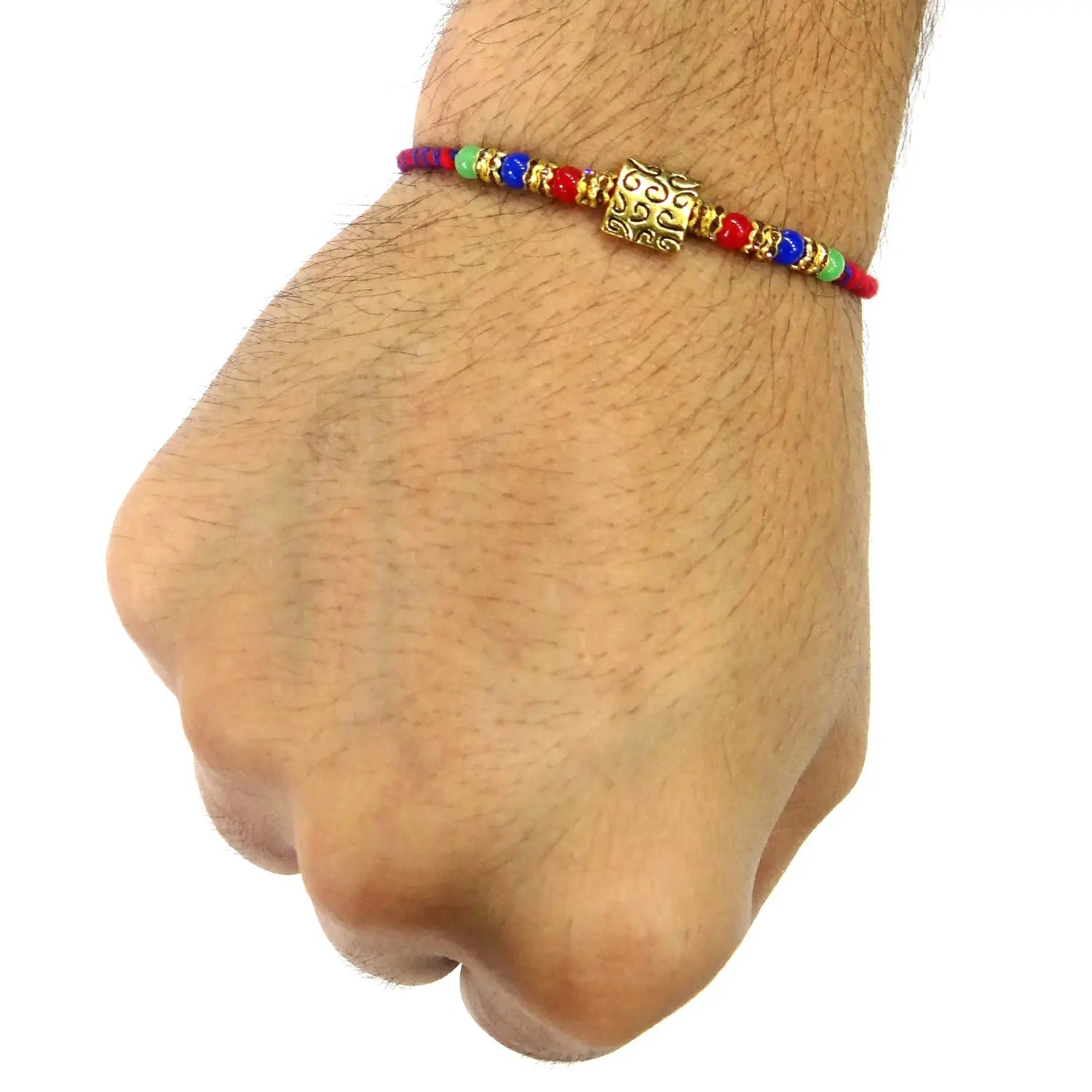 Gold Plated Multi-Colour Dora Rakhi for Brother – Traditional Rakhi with Stylish Thread Design, Elegant Beads & Festival Vibes | Upharkaro Rakhi 2024 Collection-Upharkaro