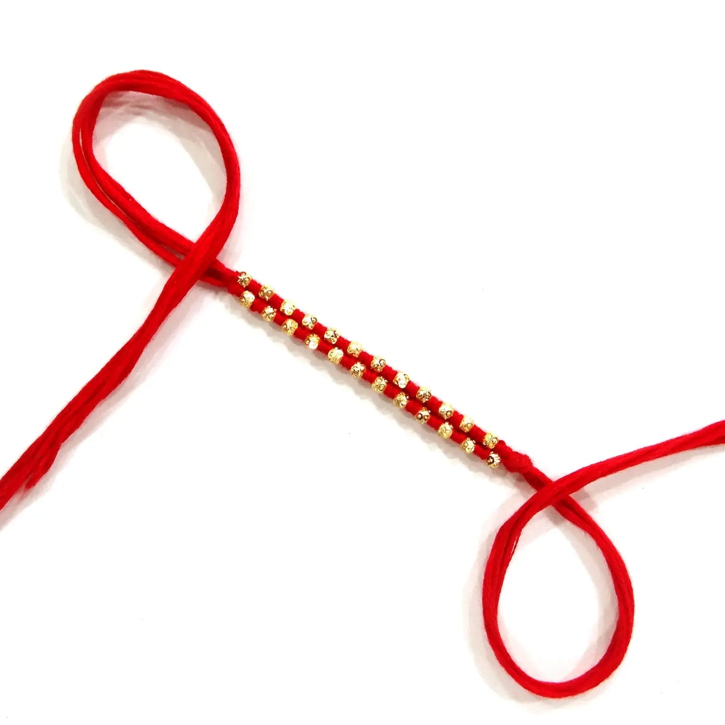 Golden Beads Red Dora Rakhi for Brother – Designer Red Dora Rakhi Thread By Upharkaro-Upharkaro