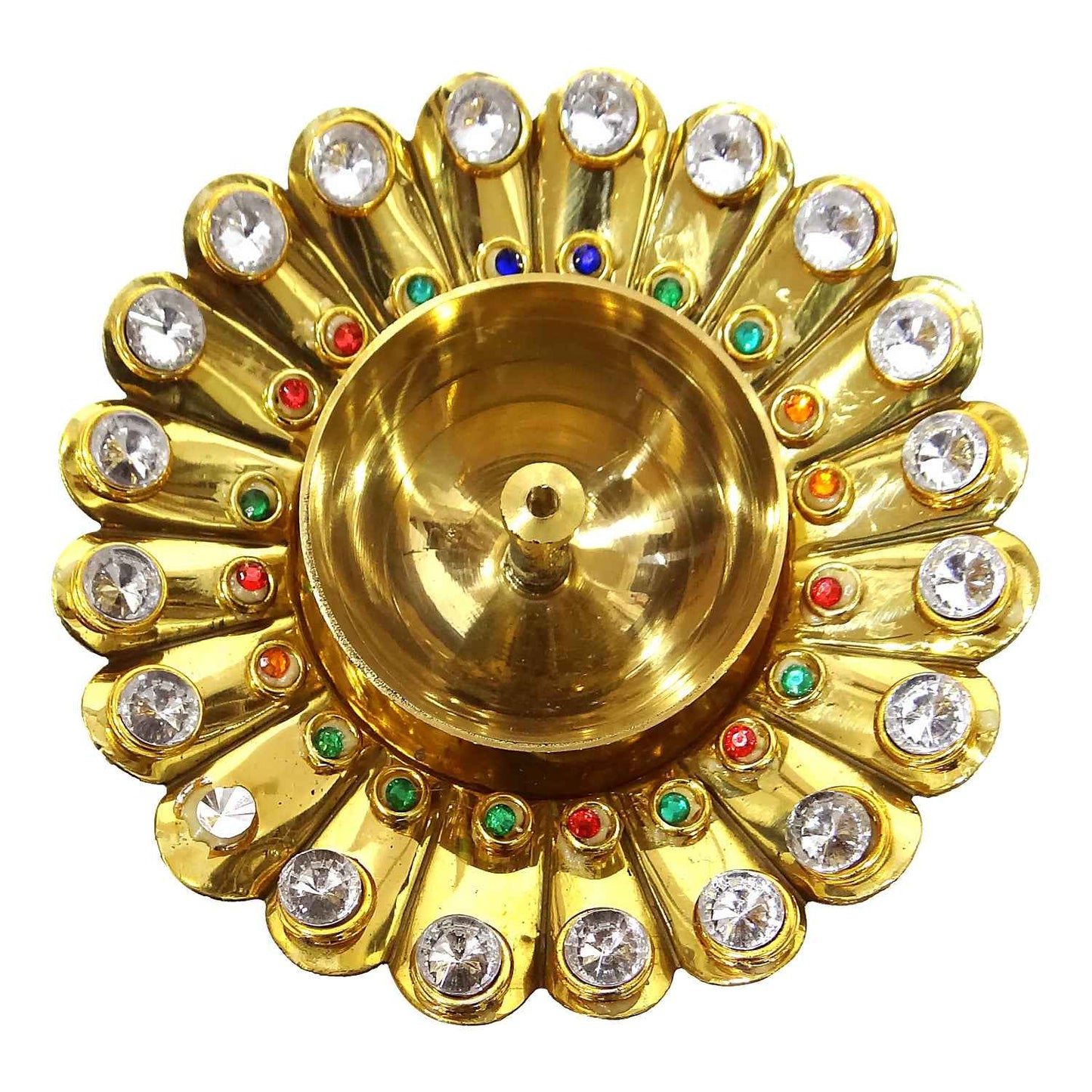 Golden Brass Puja Diya with Elegant Finish – Traditional Deepak for Aarti & Mandir by Upharkaro-Upharkaro