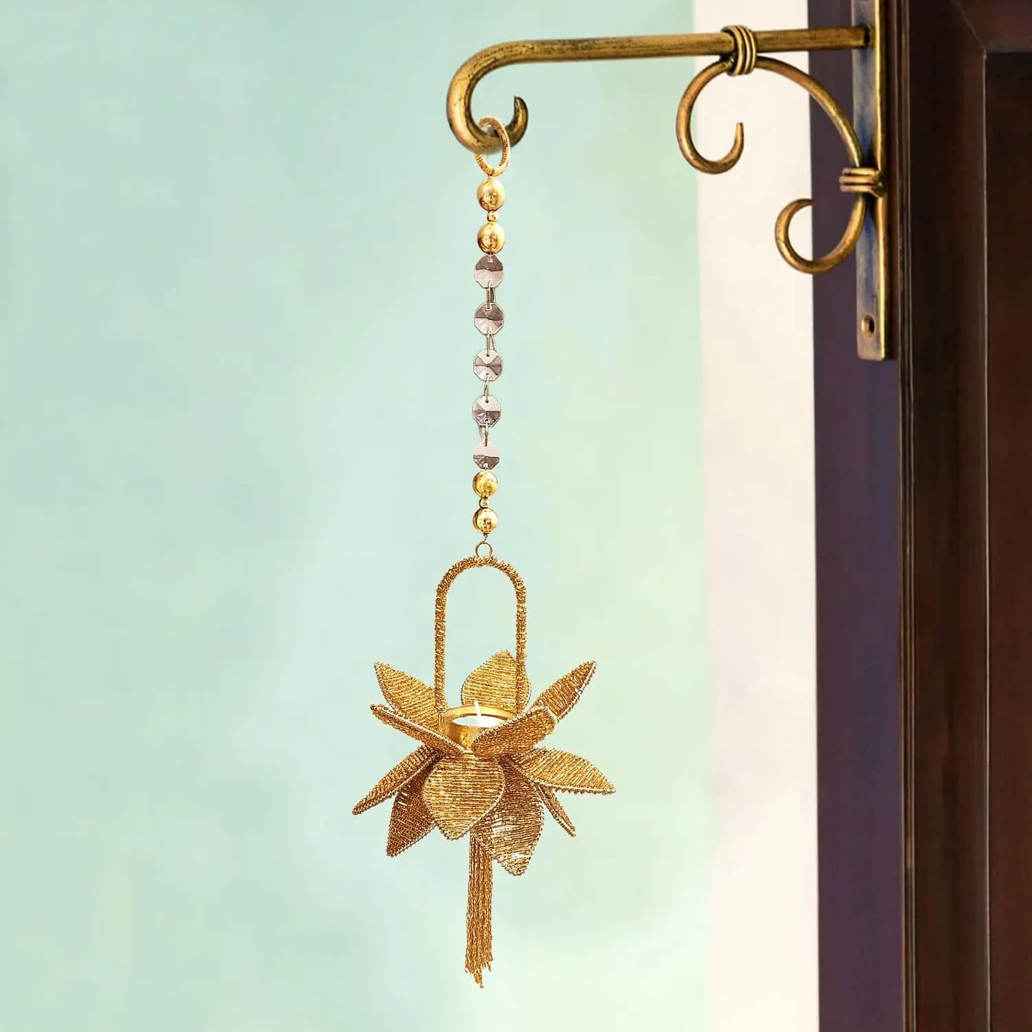 Golden Lotus Hanging Candle Holder for Diwali – Save 25% Now | Premium Decor by Upharkaro-Upharkaro