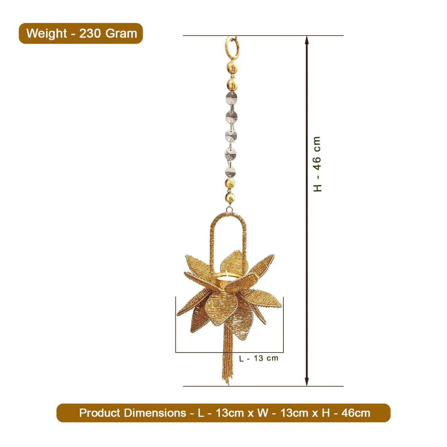 Golden Lotus Hanging Candle Holder for Diwali – Save 25% Now | Premium Decor by Upharkaro-Upharkaro