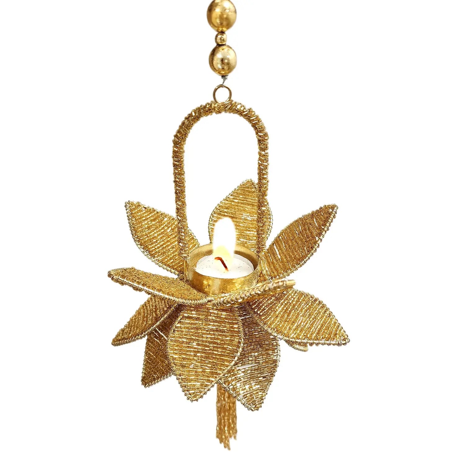 Golden Lotus Hanging Candle Holder for Diwali – Save 25% Now | Premium Decor by Upharkaro-Upharkaro
