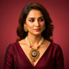 Gota Patti Rani Haar Necklace Set – Traditional Rajwada Style Red & Golden Bridal Jewelry by Upharkaro