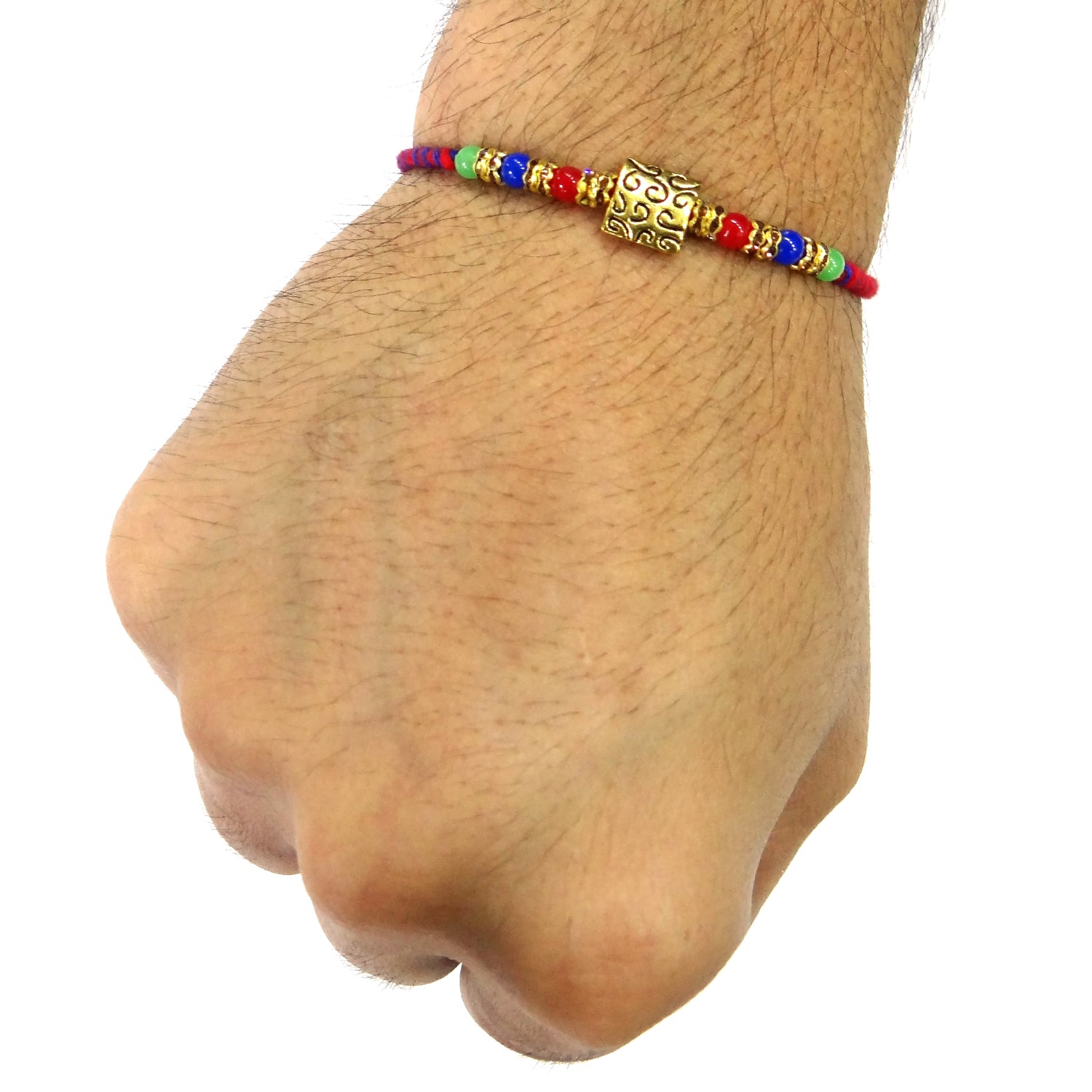 Gold Plated Multi-Colour Dora Rakhi for Brother – Traditional Rakhi with Stylish Thread Design, Elegant Beads & Festival Vibes | Upharkaro Rakhi 2024 Collection-Upharkaro