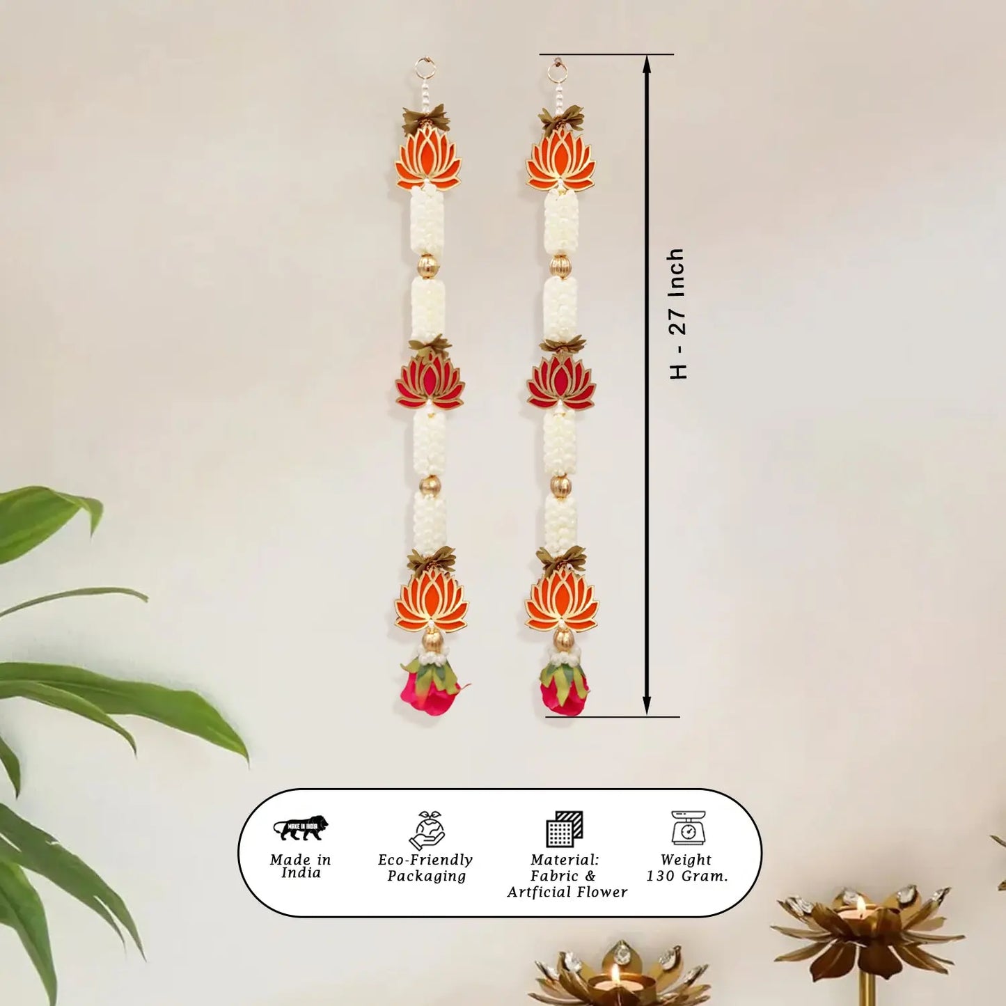 Decorative earrings with floral design on a light background