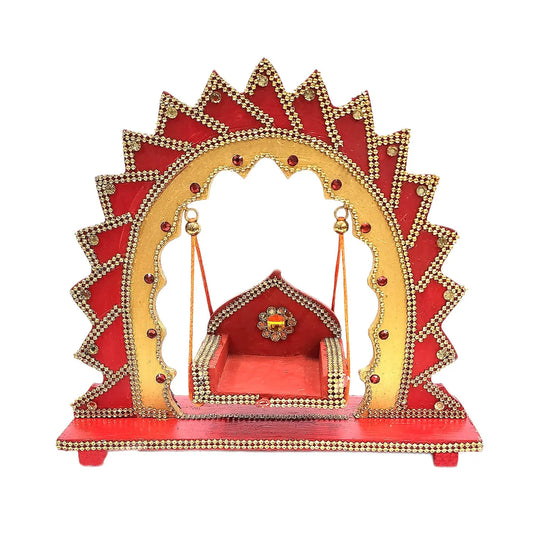 Handcrafted Wooden Bal Gopal Cradle with Artistic Finish – 20% OFF | Ideal Housewarming & Baby Krishna Gift by Upharkaro-Upharkaro