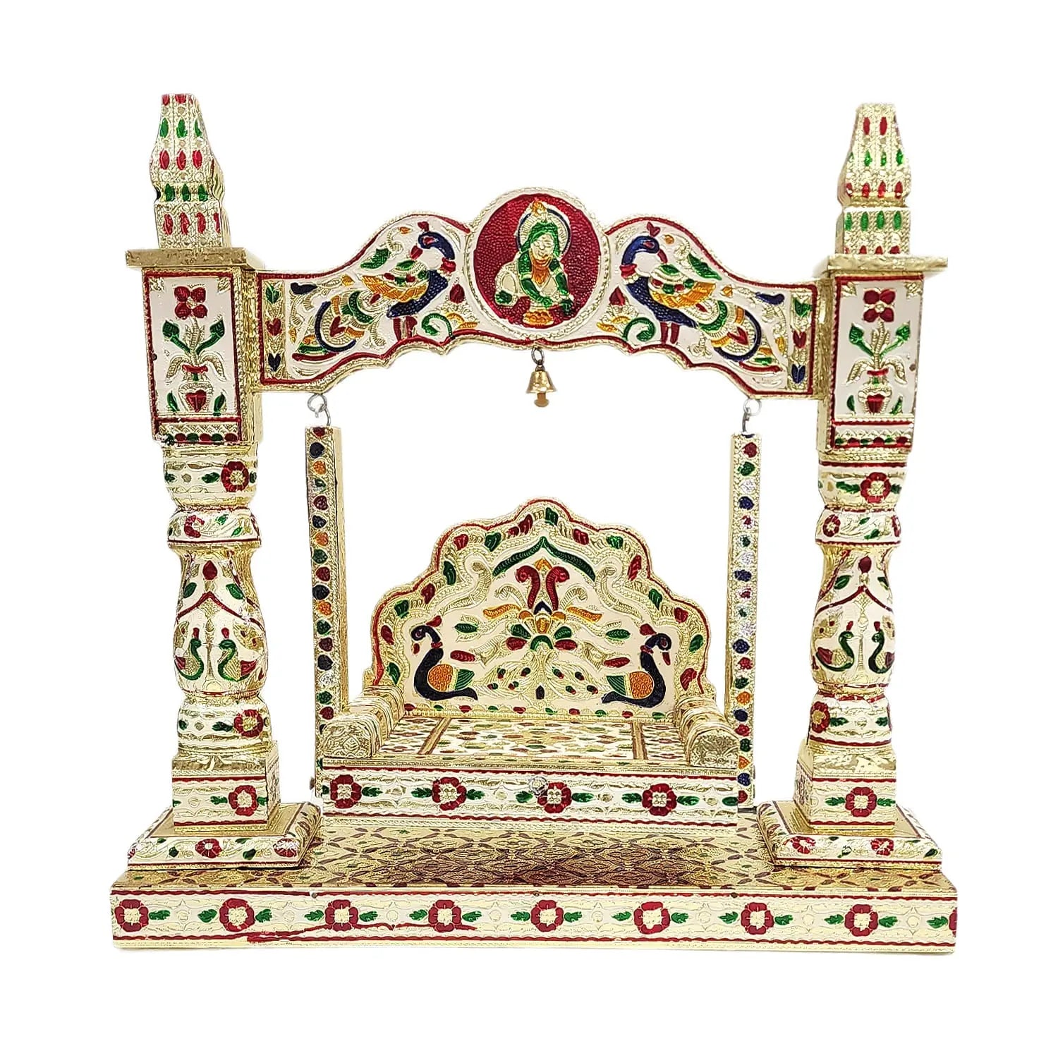 Handcrafted Wooden Bal Gopal Jhula with Meenakari – Beautiful Krishna Swing for Pooja Room, Mandir & Baby Krishna Idol – Now 17% OFF | By Upharkaro-Upharkaro