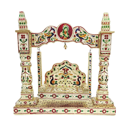 Handcrafted Wooden Bal Gopal Jhula with Meenakari – Beautiful Krishna Swing for Pooja Room, Mandir & Baby Krishna Idol – Now 17% OFF | By Upharkaro-Upharkaro