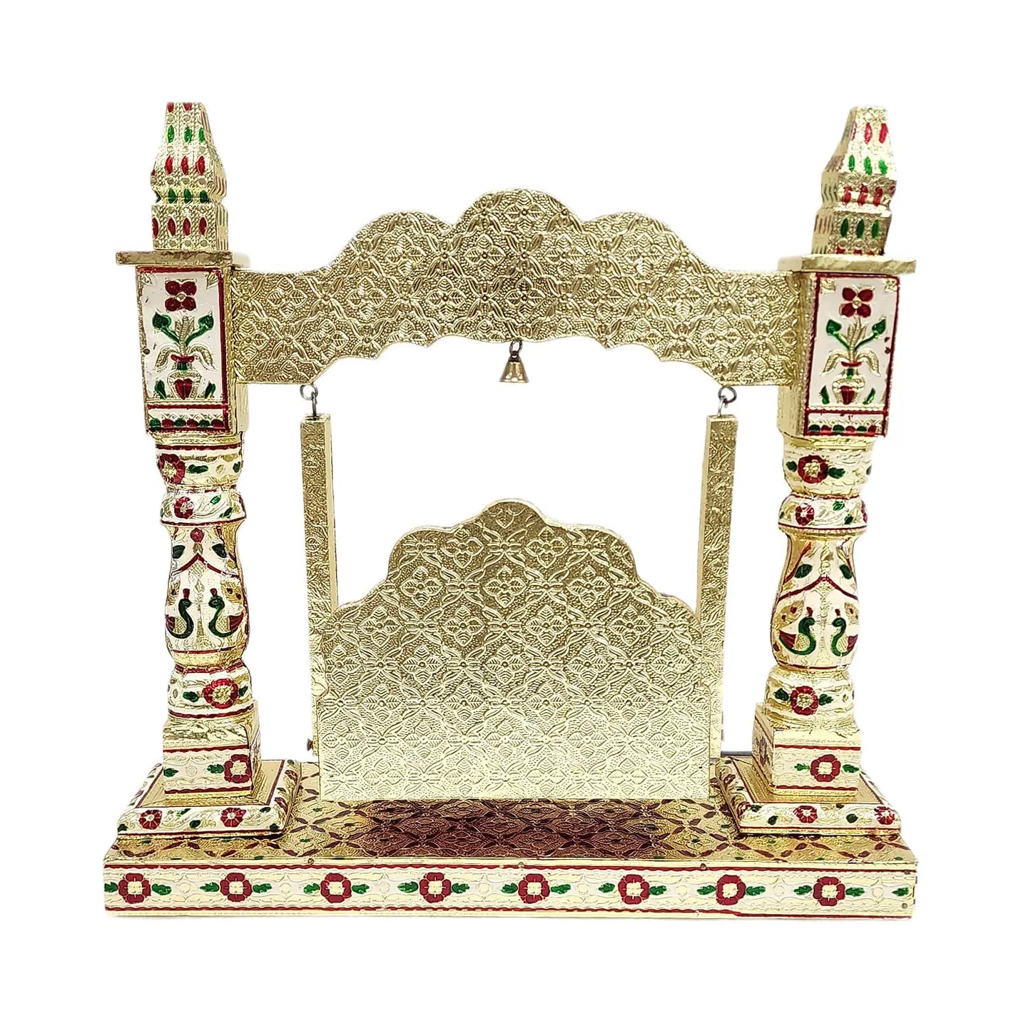 Handcrafted Wooden Bal Gopal Jhula with Meenakari – Beautiful Krishna Swing for Pooja Room, Mandir & Baby Krishna Idol – Now 17% OFF | By Upharkaro-Upharkaro