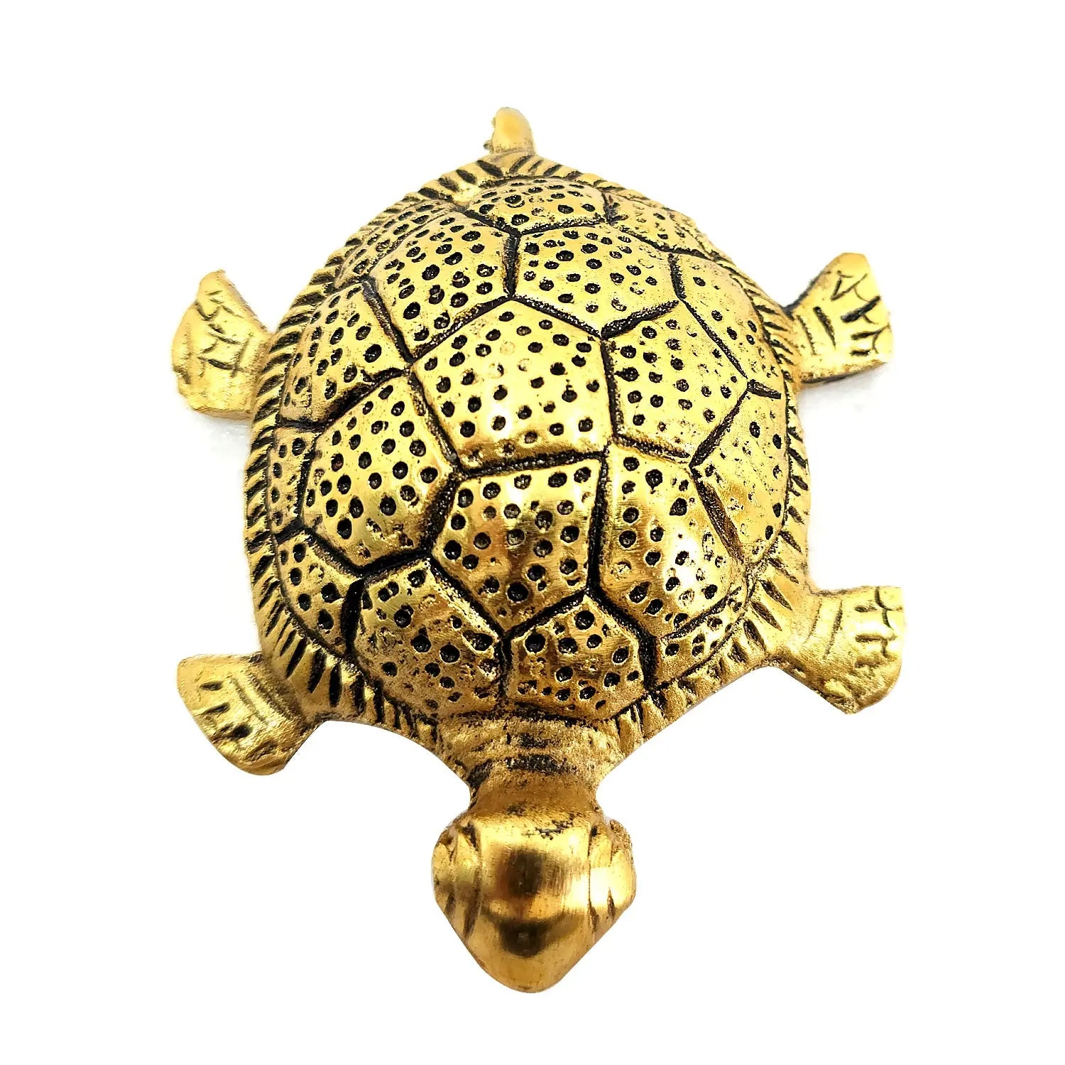 Gold turtle figurine on a white background