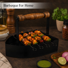 Premium Compact Iron Barbeque Grill for Home with 4 Skewer Sticks and Ergonomic Wooden Handle