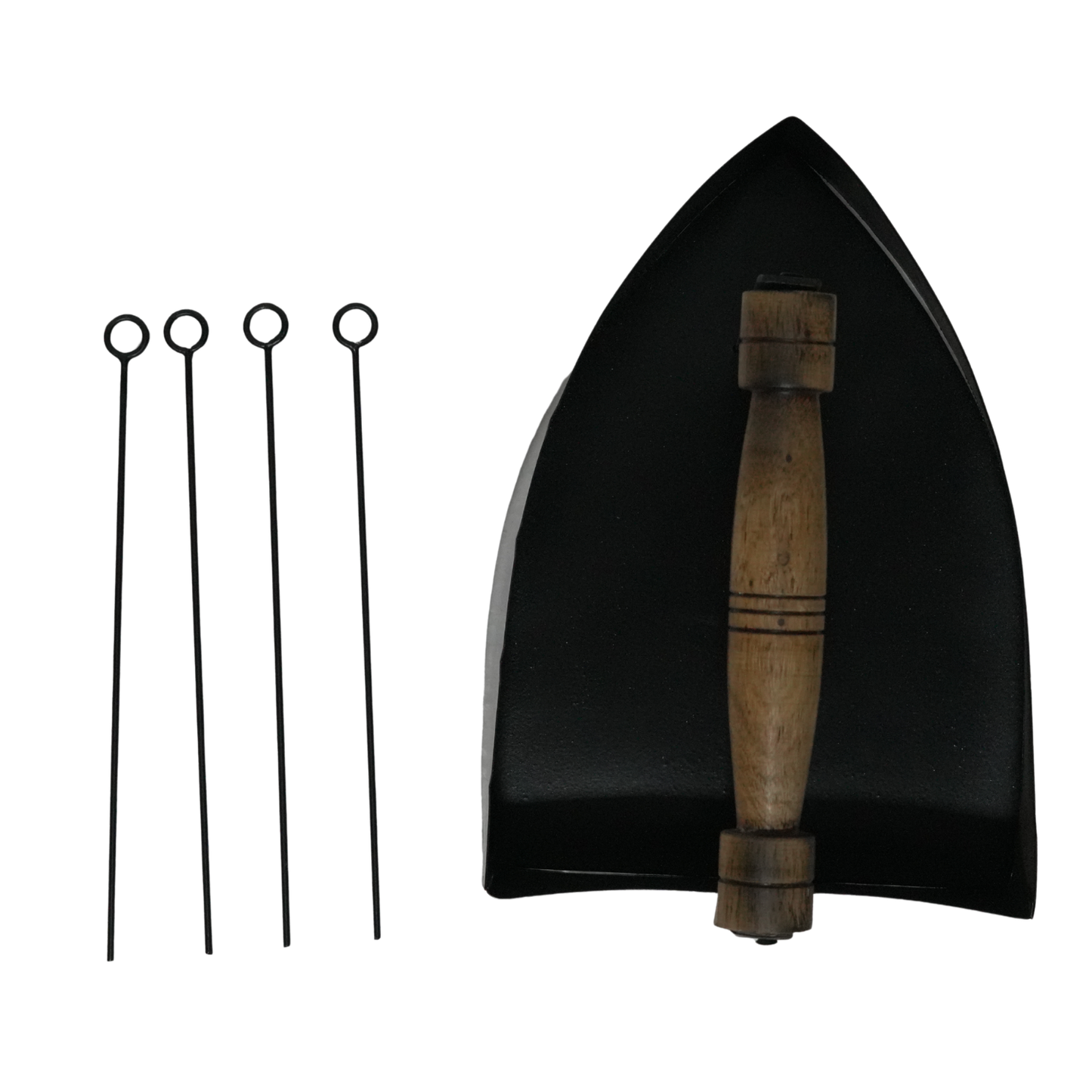 Premium Compact Iron Barbeque Grill for Home with 4 Skewer Sticks and Ergonomic Wooden Handle